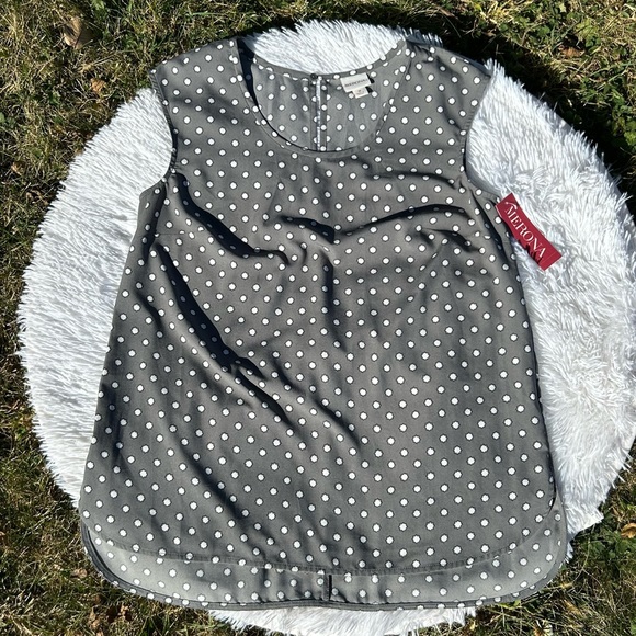 🩶5/$30 Merona Target Gray Geometric Scoop Neck Sleeveless Blouse Size Medium NEW - Picture 1 of 13